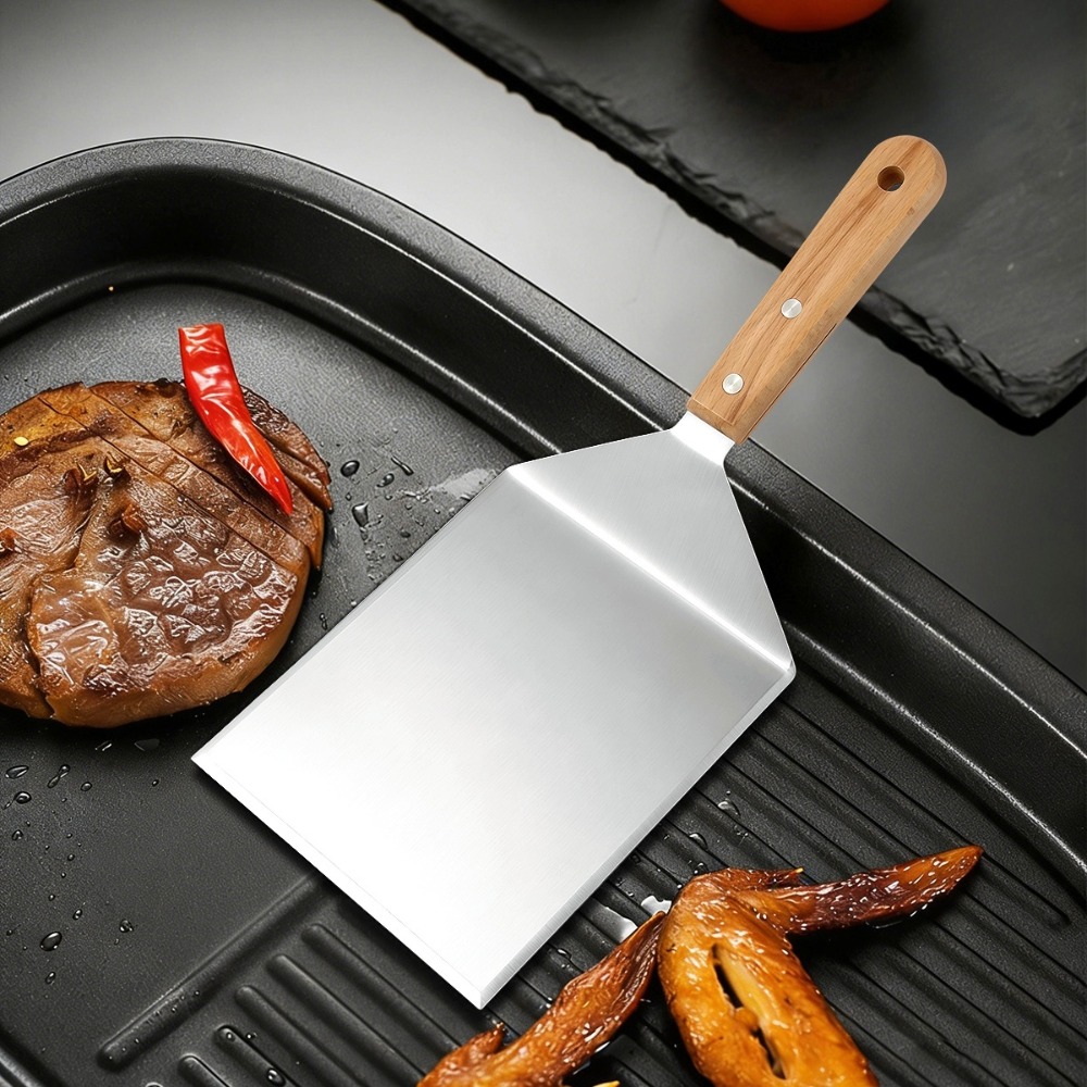 Tech Accessories And Gadgets - 1Pc Stainless Steel Spatula Wooden Handle