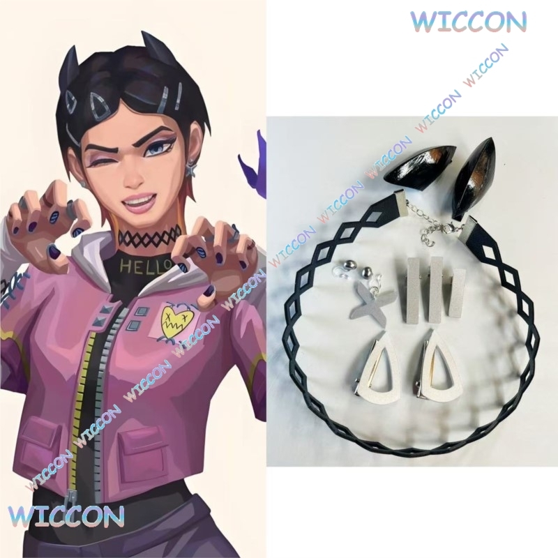 Tech Hair Accessories - Valorant Clove Clip Collar Butterfly Earrings
