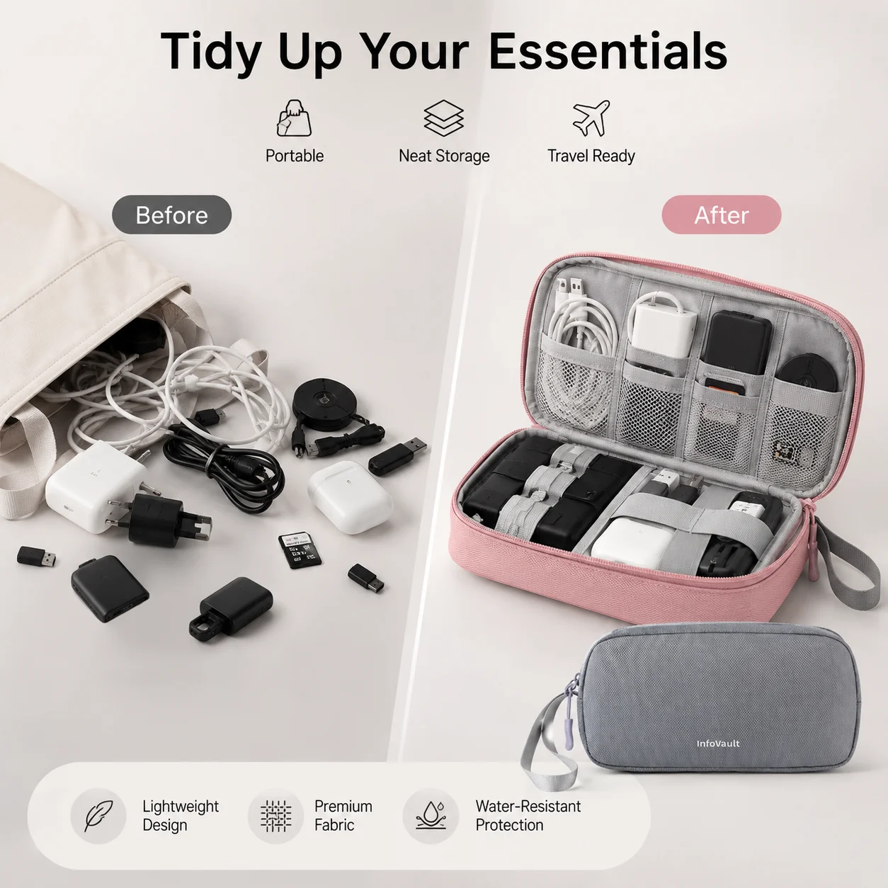 Double-Layer Cable Organizer C - Tech Accessories Hard Case ulasan dan harga