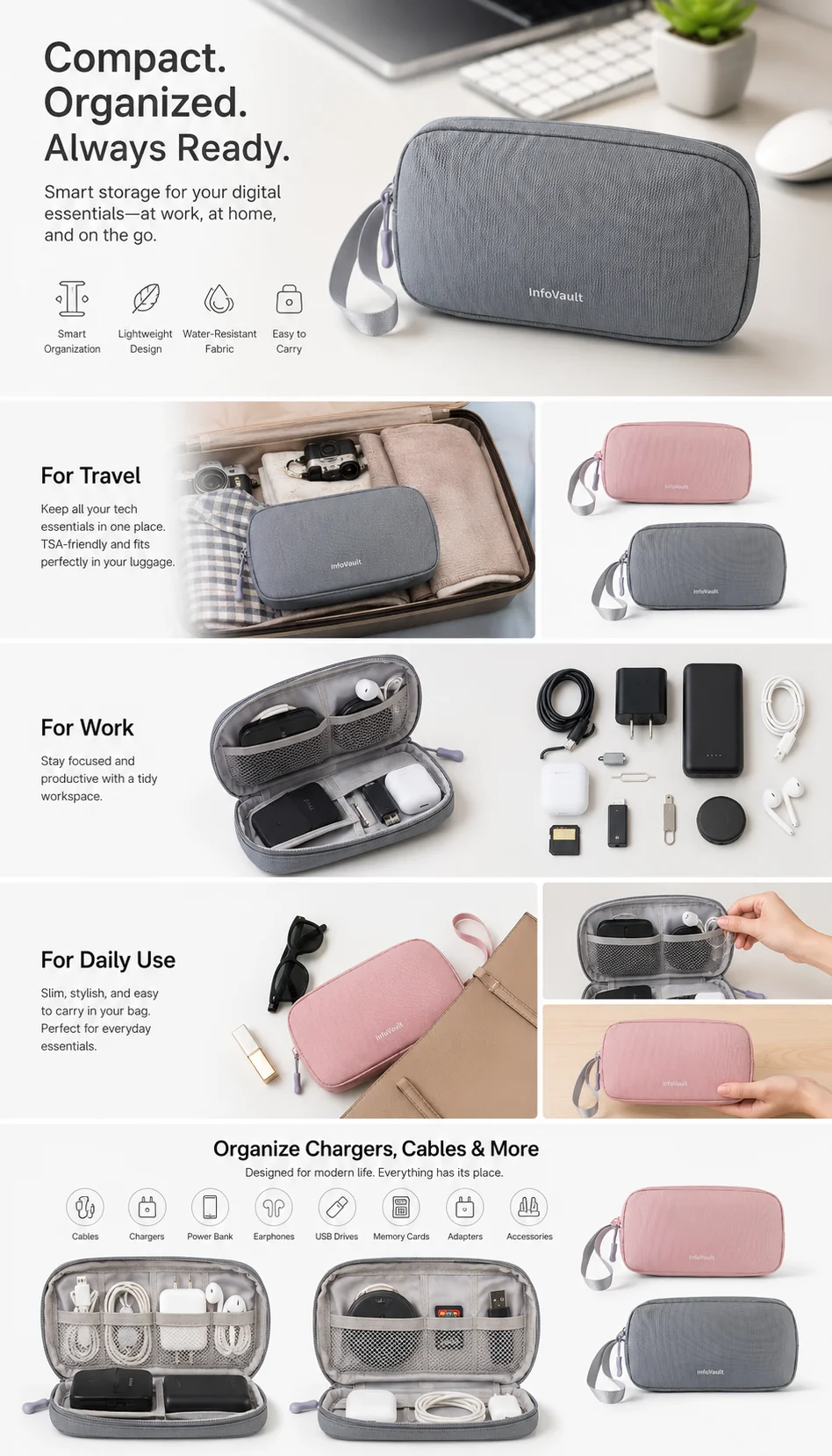Double-Layer Cable Organizer C - Tech Accessories Hard Case ulasan dan harga