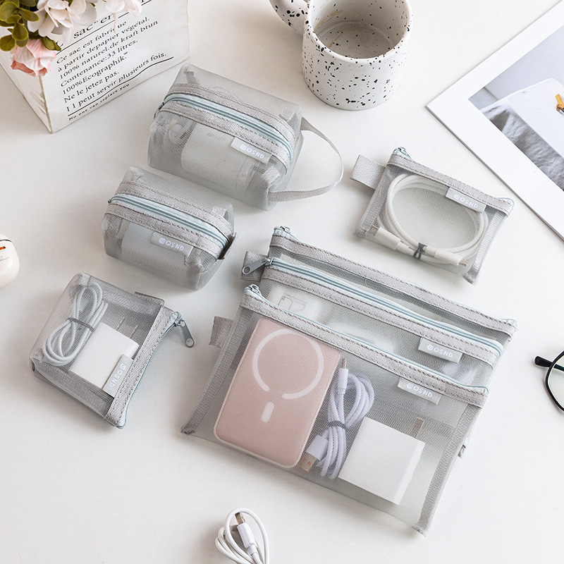 Gray Mesh Organizer Bags – for - Tech Accessories For Desk ulasan dan harga