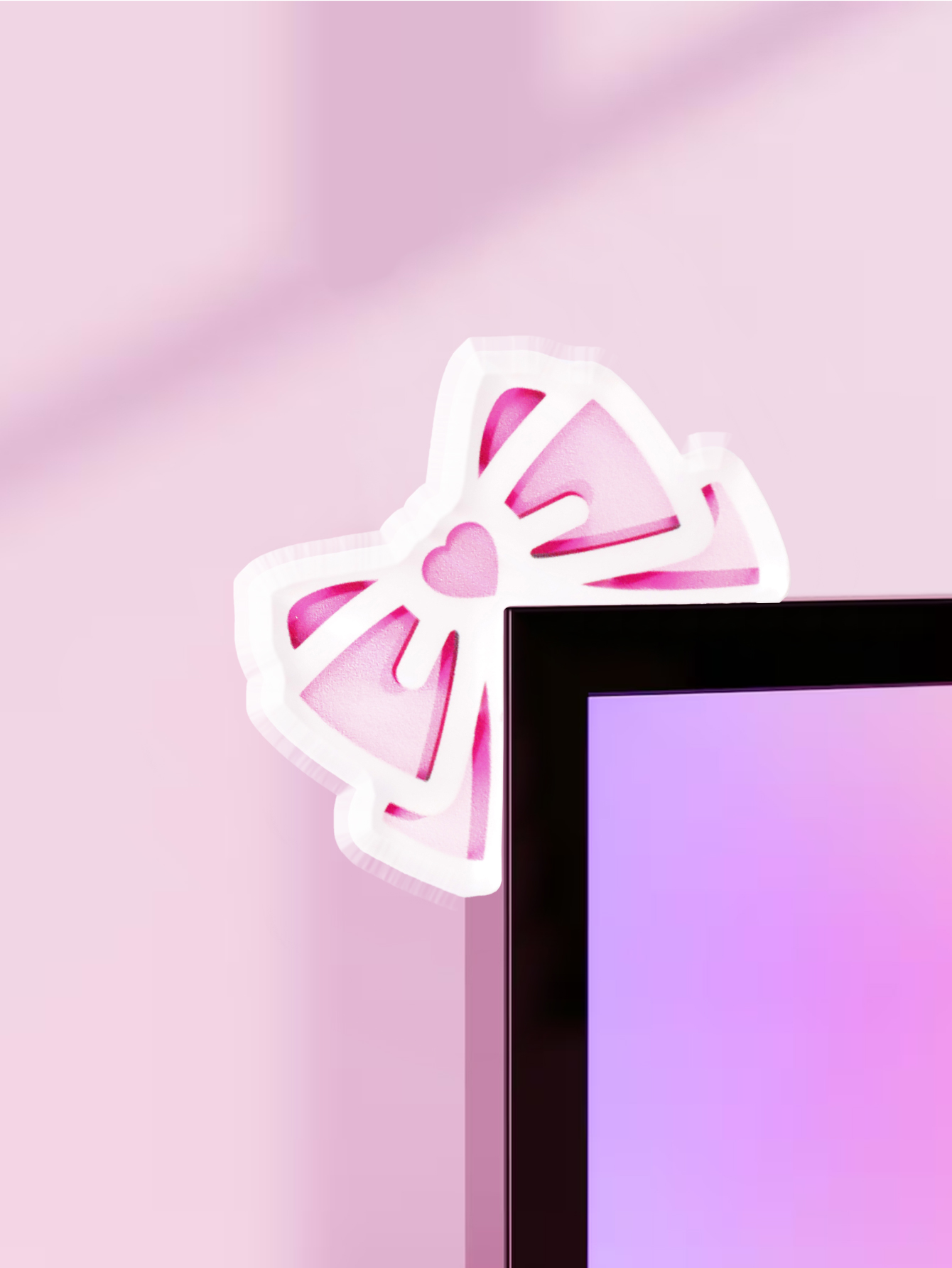 Kawaii Bow Monitor Decor Pink  - Tech Accessories For Desk ulasan dan harga